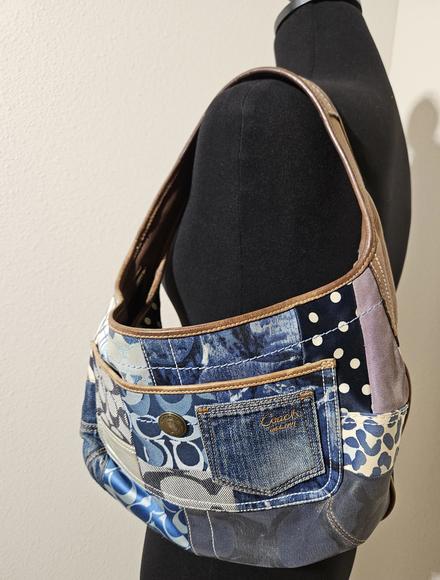 Coach Handbags - EUC Coach  Vintage Jean patchwork shoulder bag Blue